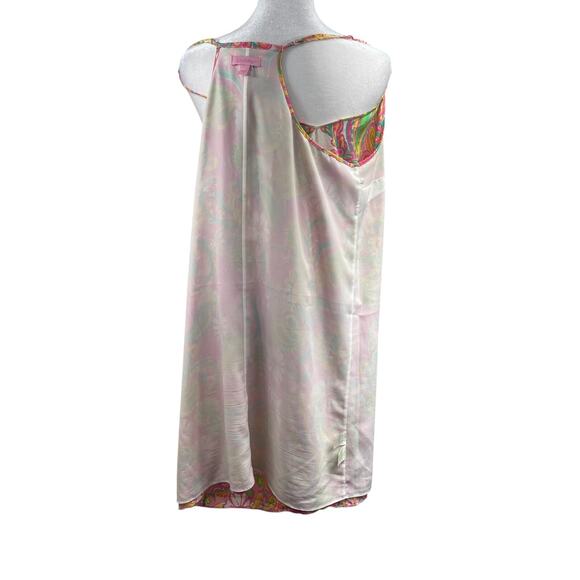 Lilly Pulitzer Pink Yellow Paisley Silk Slip Dress Sz L Racer Back Lined Resort - Picture 5 of 8